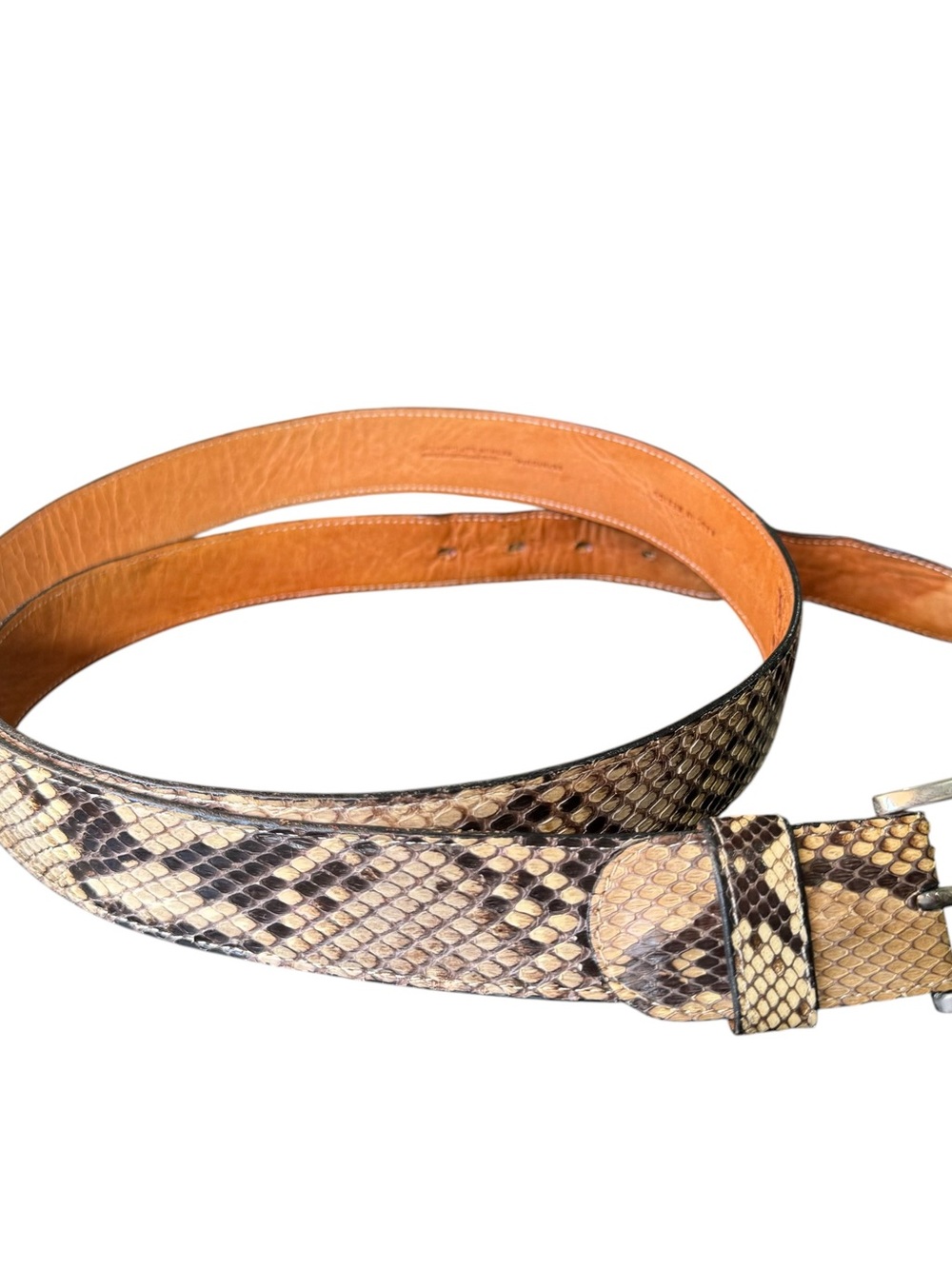 Men's Real Python Leather Belt with Silver-Tone Buckle - Picture 2 of 9